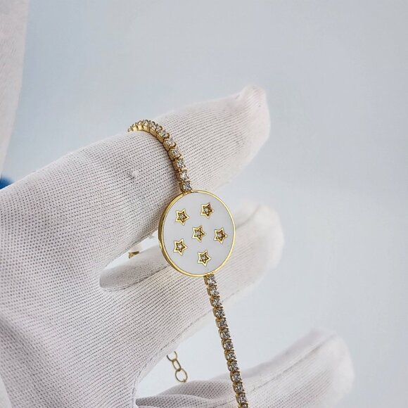 New Sterling Silver 925 Multi Star Link Bracelet – Modern Celestial Design - Picture 6 of 8